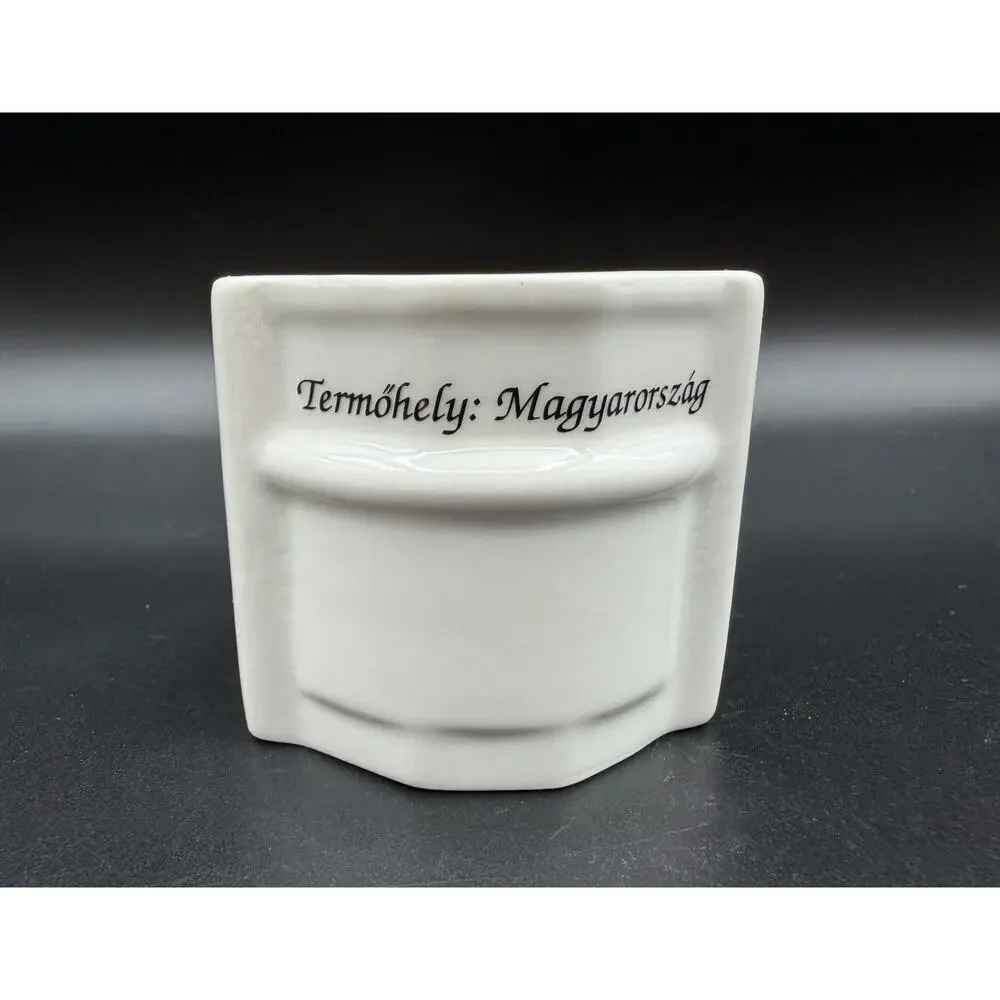 Hungary PAPRIKA Floral Ceramic Lidded Spice Container 4” with Wood Scoop Vintage